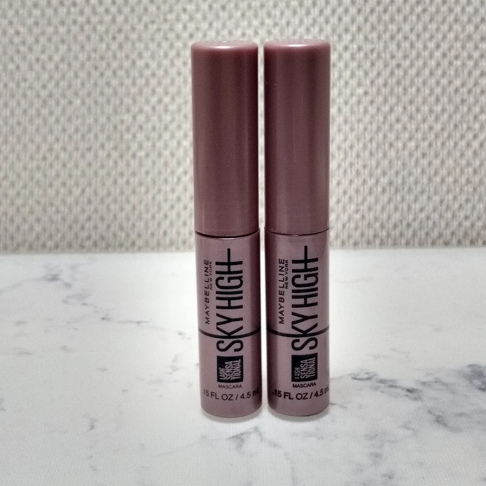 2 Mayballine Lash Sensational Sky High Mascara Travel Size .15 Oz New
